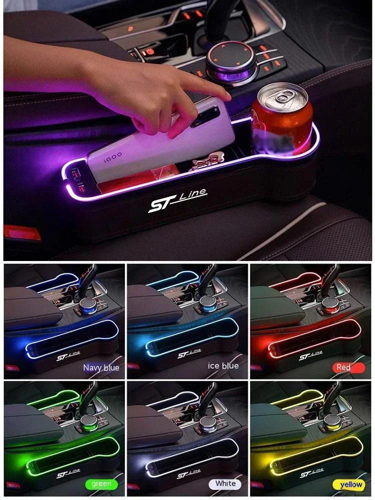 

Car Seat Gap LED 7 Color Festoon Storage Box For Ford FOCUS Mondeo Fiesta Kuga ST Line Edge Ecosport Explorer Mustang Ranger