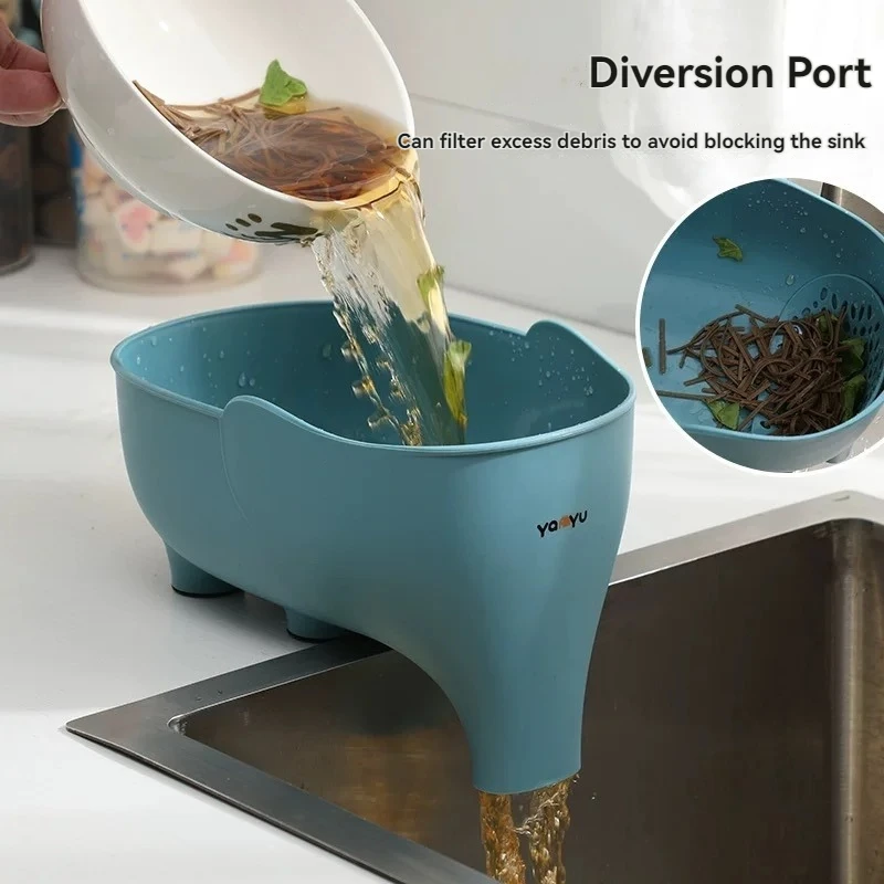 Elephant Drain Basket Multifunctional Kitchen Sink Drain Basket Home Kitchen Living Room Vegetable and Fruit Washing