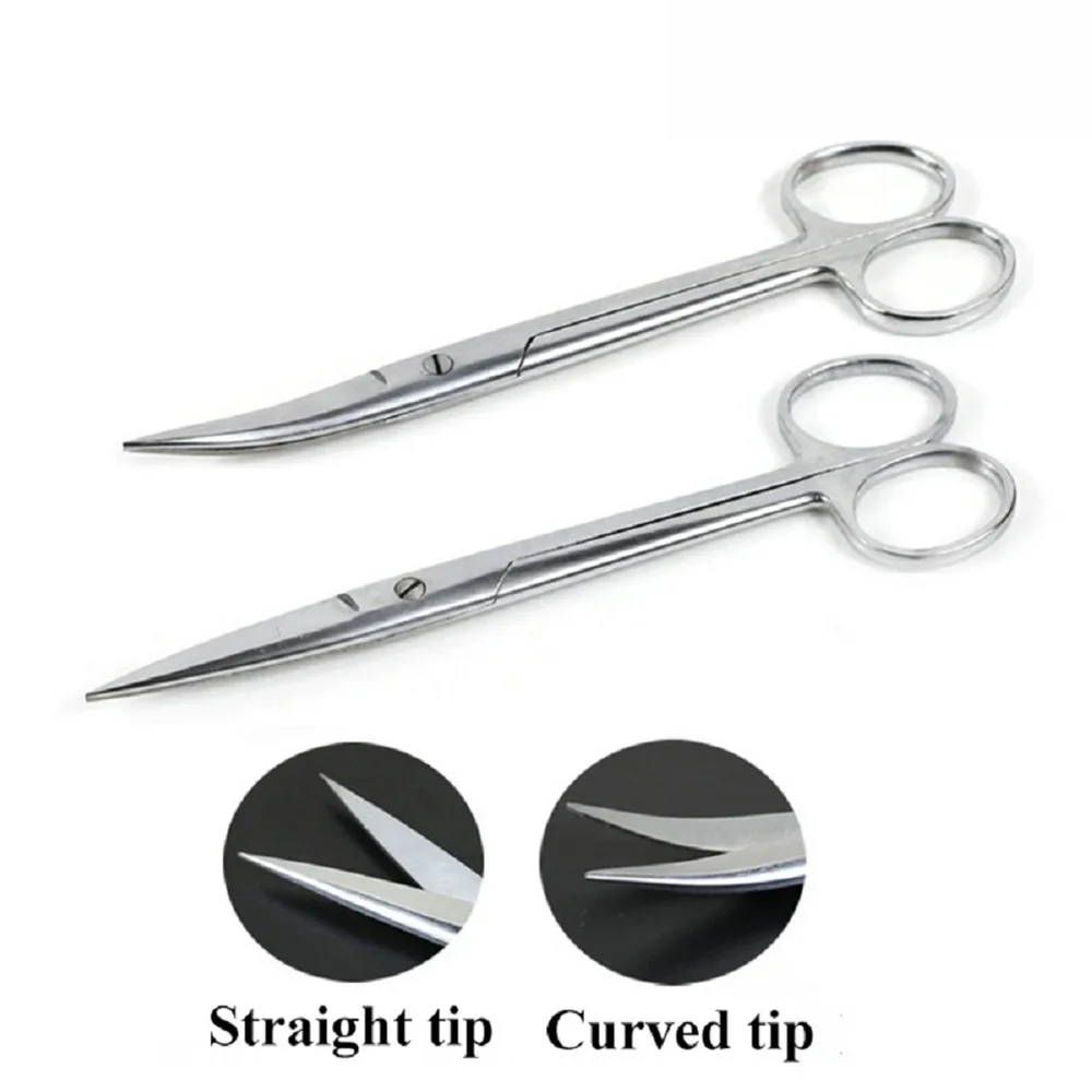 Professional Animal Veterinary Vet Stainless Steel Surgical Scissor Straight Curved Tip Farming Tools Suplies Pig Cow Sheep 1PCS stainless steel scissors surgical scissors