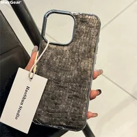 Luxury Glossy Crocodile Pattern Case For iPhone 17 Air 16 15 14 13 12 11 Pro Max Plus Plating Cool Armor Shockproof Bright Cover