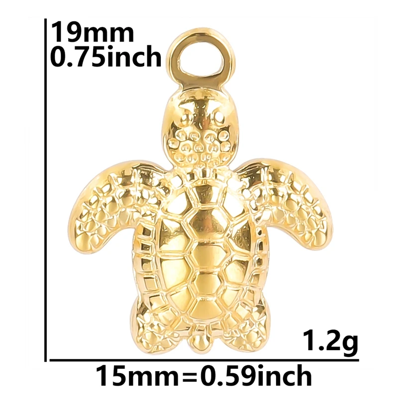6 Stück echt vergoldet Ozean Tier Schildkröte Muschel Seestern Diy Charms für Schmuckherstellung Bulk Edelstahl Charm Anhänger – Detail 8