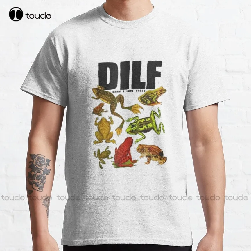 

Dilf Damn I Love Frogs Classic T-Shirt Cute T Shirts Make Your Design Custom Aldult Teen Unisex Digital Printing Tee Shirts New