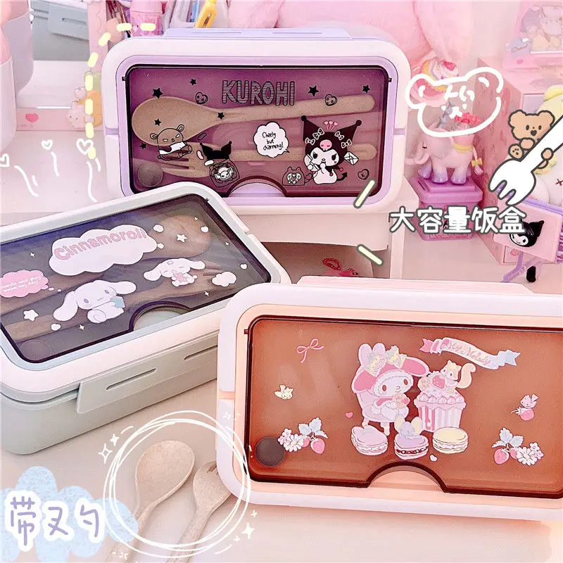 

Kawaii Mymelody Lunch Box Storage Box 1400Ml Large-Capacity Lunch Box Student Office Worker with Cutlery Separated Lunch Box