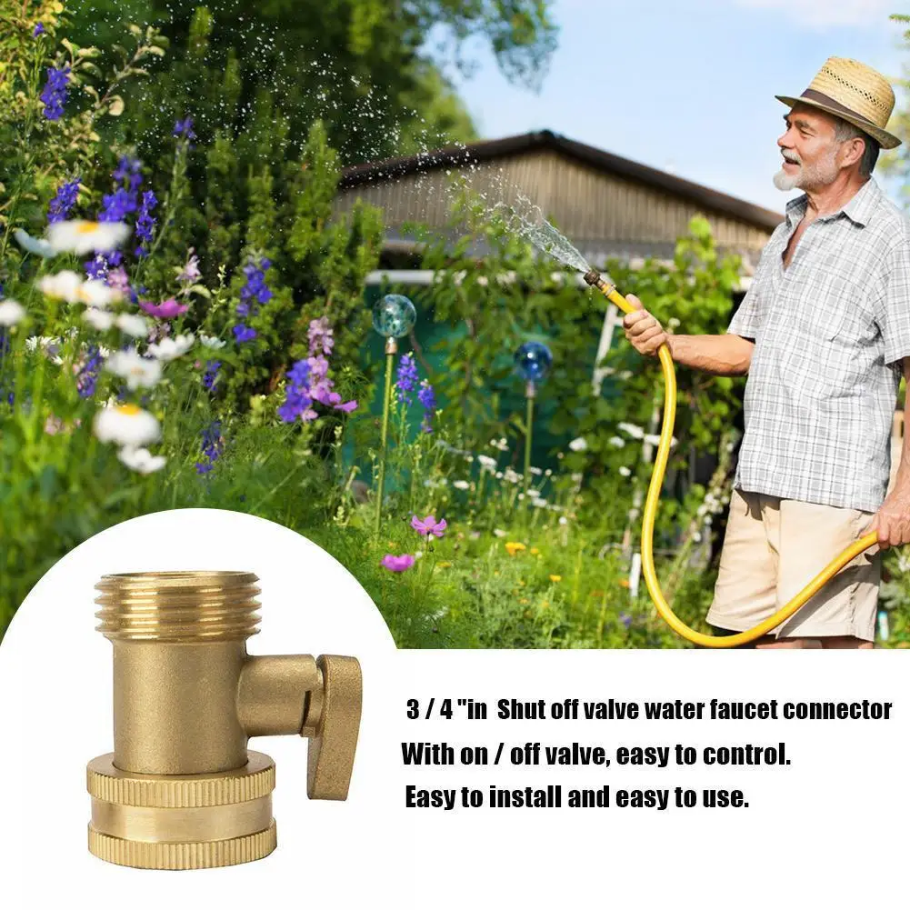 3/4 Garden Hose Shutoff Valve Brass Water Hose Faucet Connector For Garden Watering Coupler Joint Connect Repair Shut