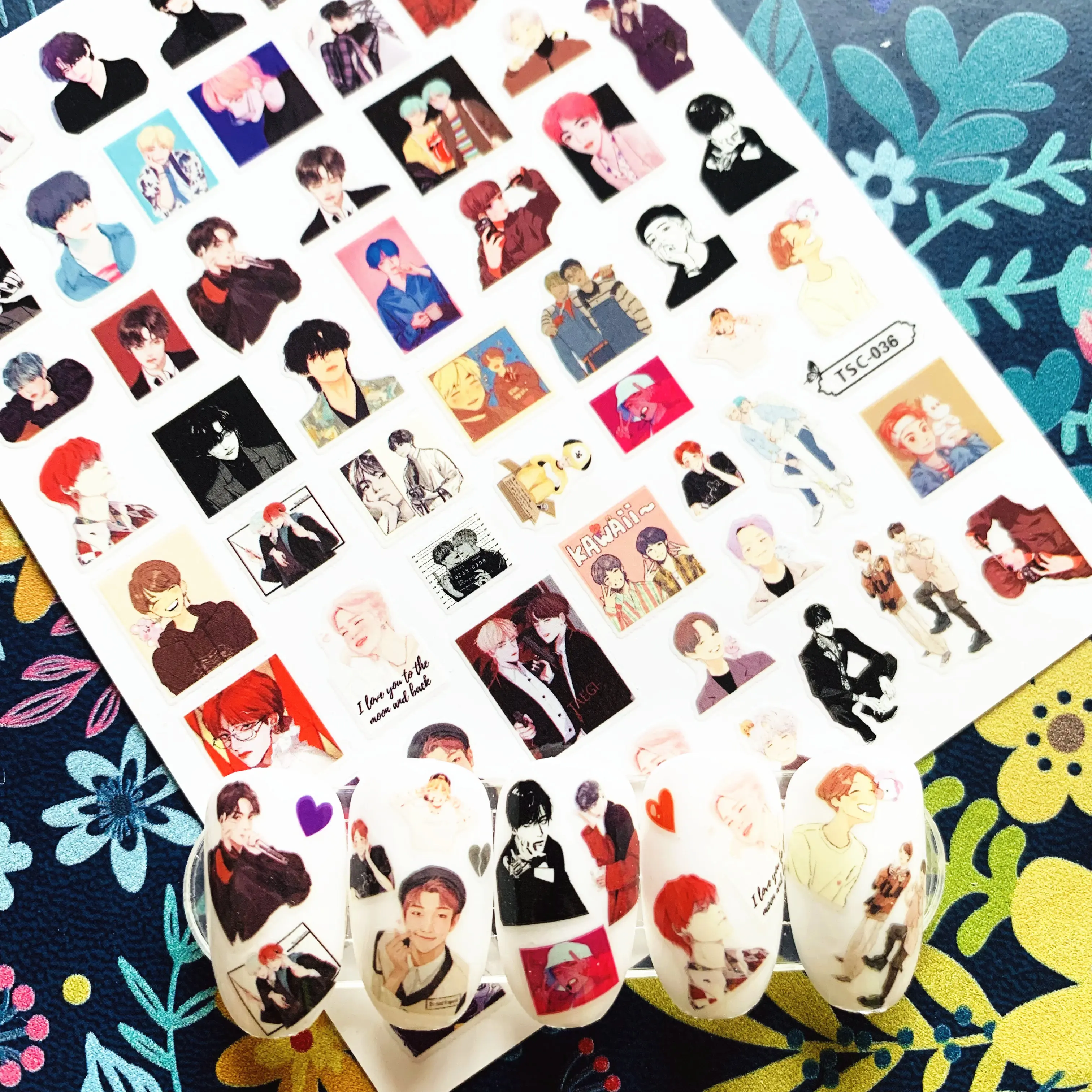 TSC-036 Cartoon TSC series fashion english alphabet 3d nail art stickers decal template diy nail tool decoration