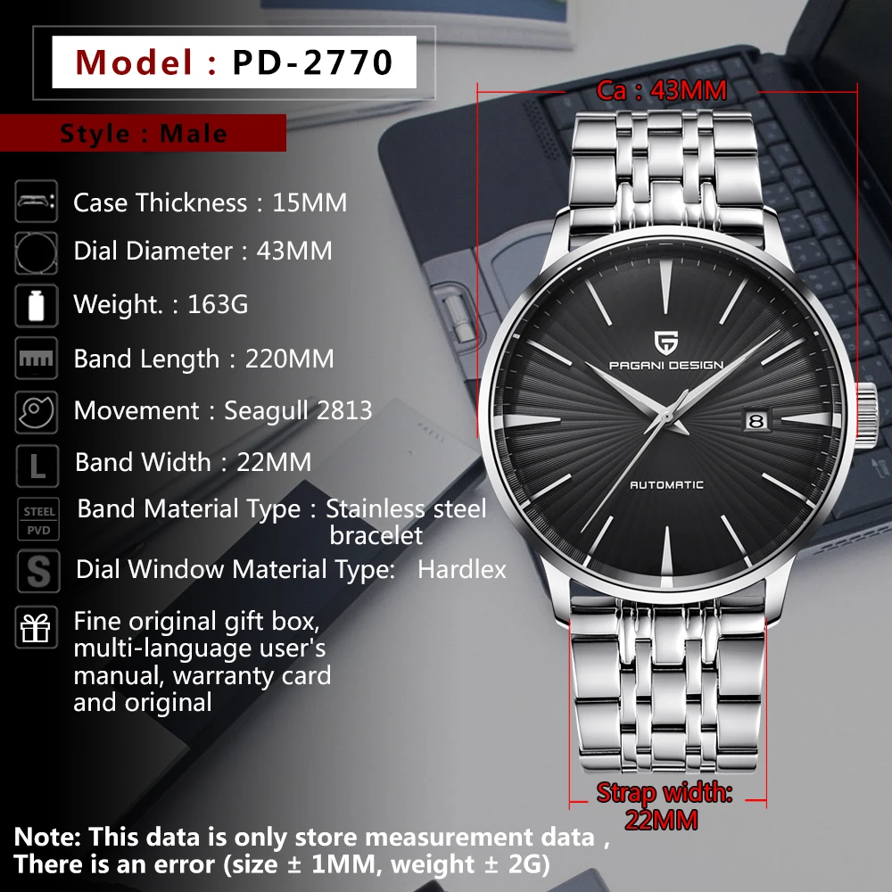 Luxury Mens Automatic Mechanical Watch - Waterproof Sport Wristwatch
