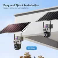 10x Zoom 4G SIM caméra solaire extérieure 6K 12MP trois objectifs HD Vision nocturne caméra de Surveillance IP Protection de sécurité PTZ CCTV Cam 2
