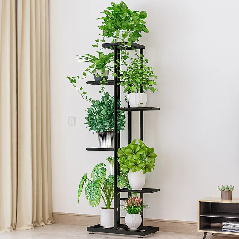 Home Balcony Storage Rack Wrought Iron Multi-layer Floor Flower Pot Rack Modern Minimalist Flower Stand Outdoor Flower Stands