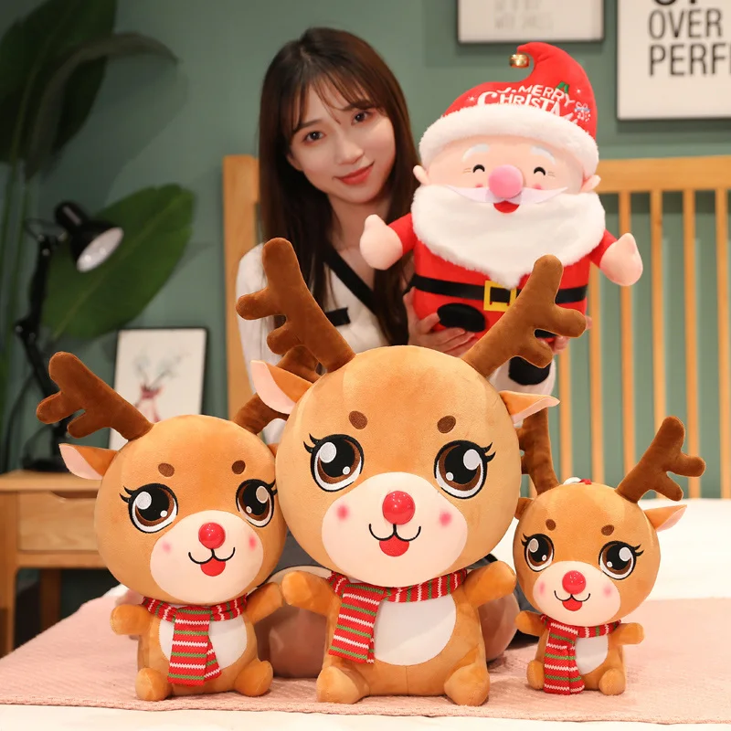 

1pc 20-50CM Cartoon Stuffed Santa Claus Elk Plush Toys Christmas Home Decor Doll Gifts For Children Baby Kids