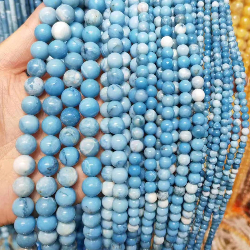 

New Natural Sea Grain Stone Round Bead 4/6/8mm Handmade DIY Bracelet Necklace Sweater Chain Jewelry Accessories Wholesale