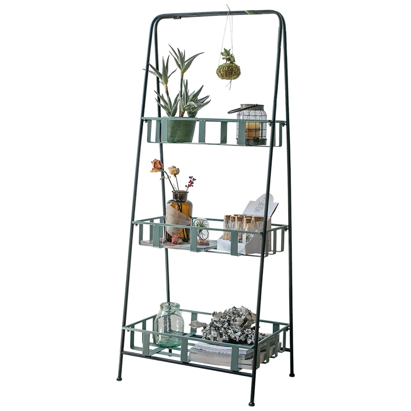 

Retro Blue Iron Storage Rack Removable Flower Rack Storage Rack Tool Holder