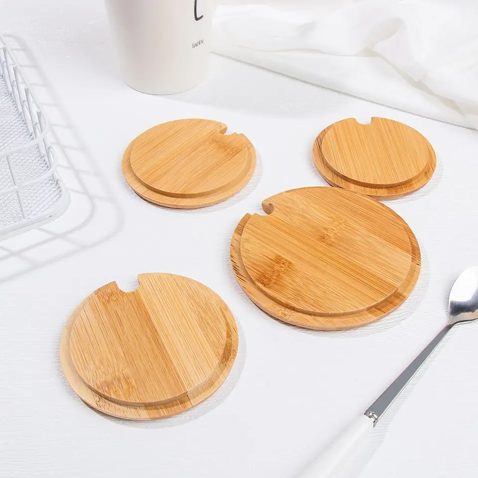 2 Coperchi In Legno Di Acacia Per Tazze E Bicchieri, Diametro 9 Cm, Antigoccia E Portatili, Ideali Per Bevande Calde E Fredde