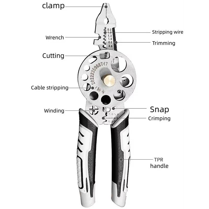 Multifunction turntable wire stripper Cutting Pliers Cable Stripper Cutter For Pressing Pliers Winding Wire Electrician Tools 6