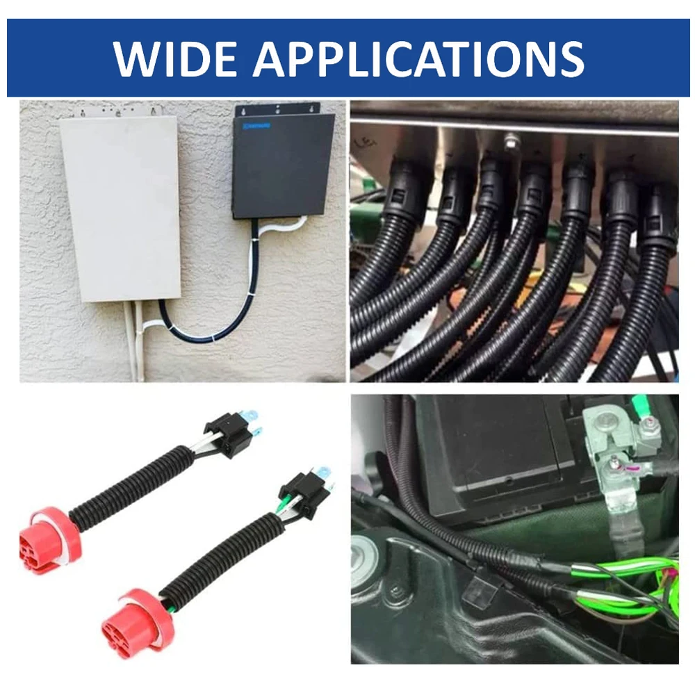 Corrugated Pipe 1/3/6M 7mm-28mm Car Cable Heat Resistant Insulation Tube Harness Motor Electrical Wire Protection