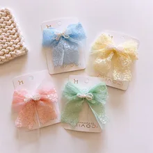 

Korean Children's Sweet Lace Yarn Bow Hairpin Girls Students Spring Pearl Duckbill Hair Accessories Butterfly Hair Clip for Girl