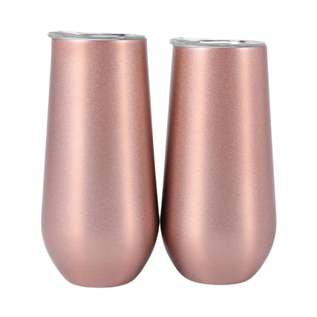 Stainless Steel Champagne Flutes  Insulated Stemless Wine Tumbler - 6oz  Wine Tumbler - Aliexpress