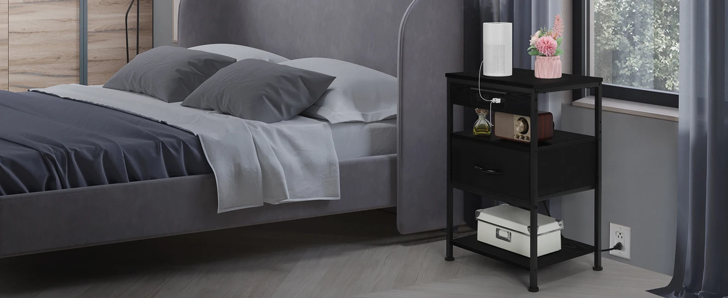 bedroom nightstand black