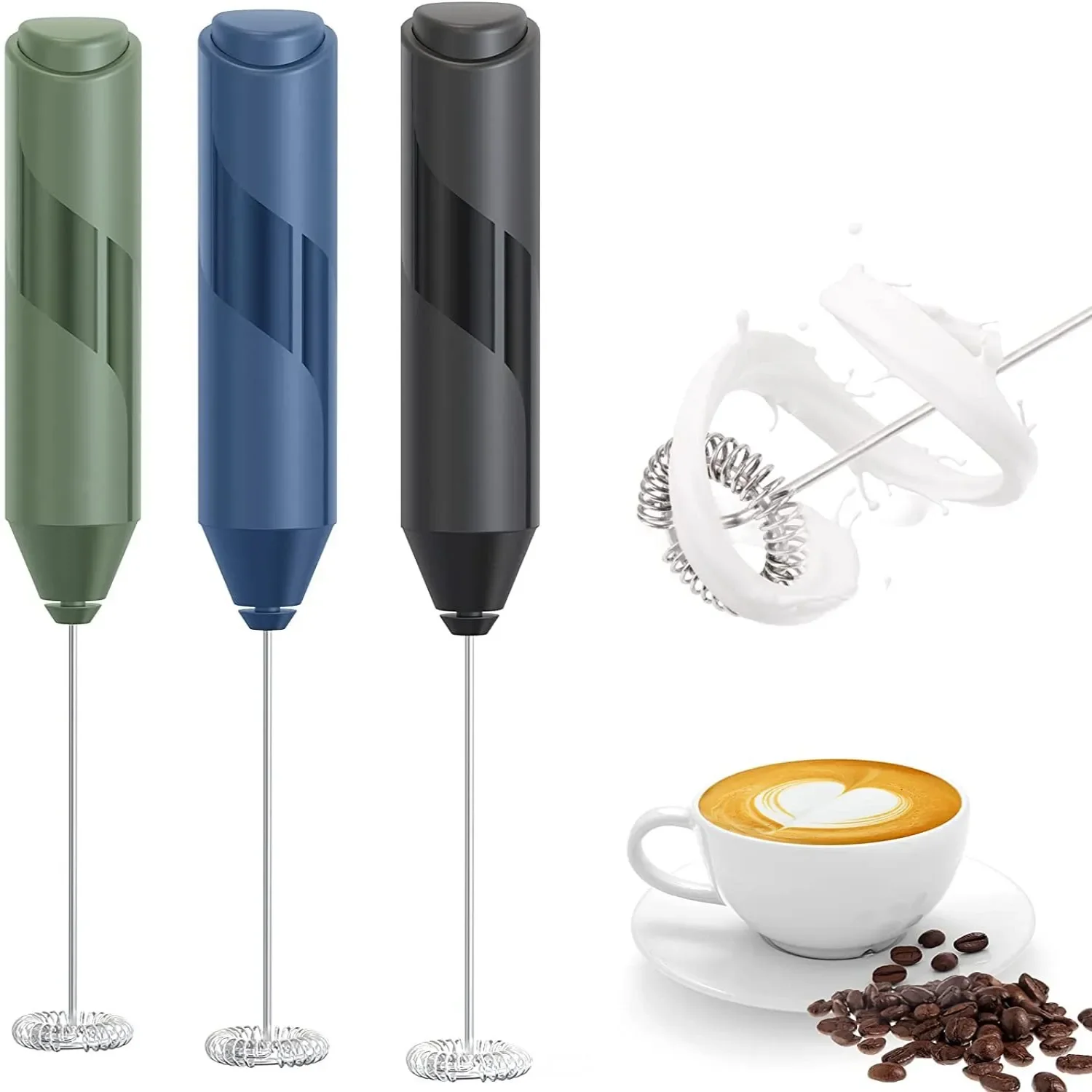  Double Whisk Milk Frother, Handheld Electric Blender stick,  Drink Mixer with Food Grade Stainless Steel Stirrer, Battery Operated Foam  Maker for Coffee, Cappuccino, Frappe, Matcha, Hot Chocolate Latte: Home &  Kitchen
