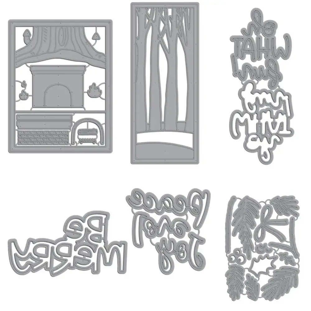 Mmao Crafts Metall-Stanzformen aus Stahl, neue Stanzformen mit den Worten „Be Merry“, Blatt, Schleife, Scrapbooking, Papier/Fotokarten, Prägeformen
