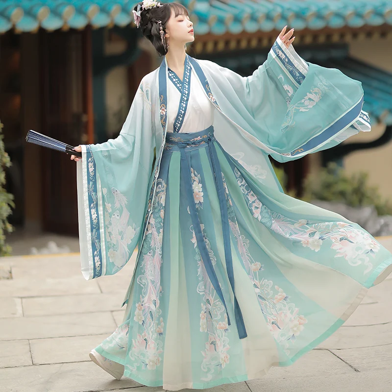 Chinese traditional  Hanfu suit female Song made waist to lead a fairy skirt Xianqi skirt Chinese style dress  cosplay chinese traditional hanfu suit female song made waist to lead a fairy skirt xianqi skirt chinese style dress cosplay