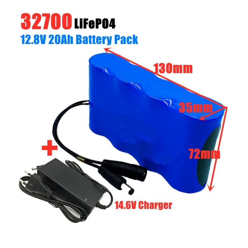 

Aleaivy 32700 LiFePO4 12V 20Ah rechargeable battery pack with built-in 40A balanced BMS 12.8V power supply + 14.6V charger