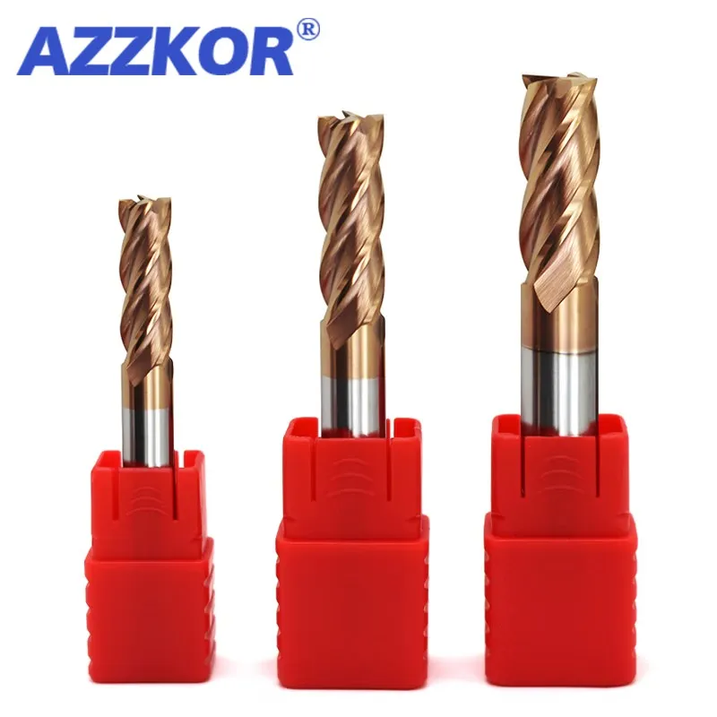 4-Shank Milling Cutter Tungsten Steel Carbide Alloy Coating 4-Flute Flat End Mill For CNC Machining Endmills 10PCS