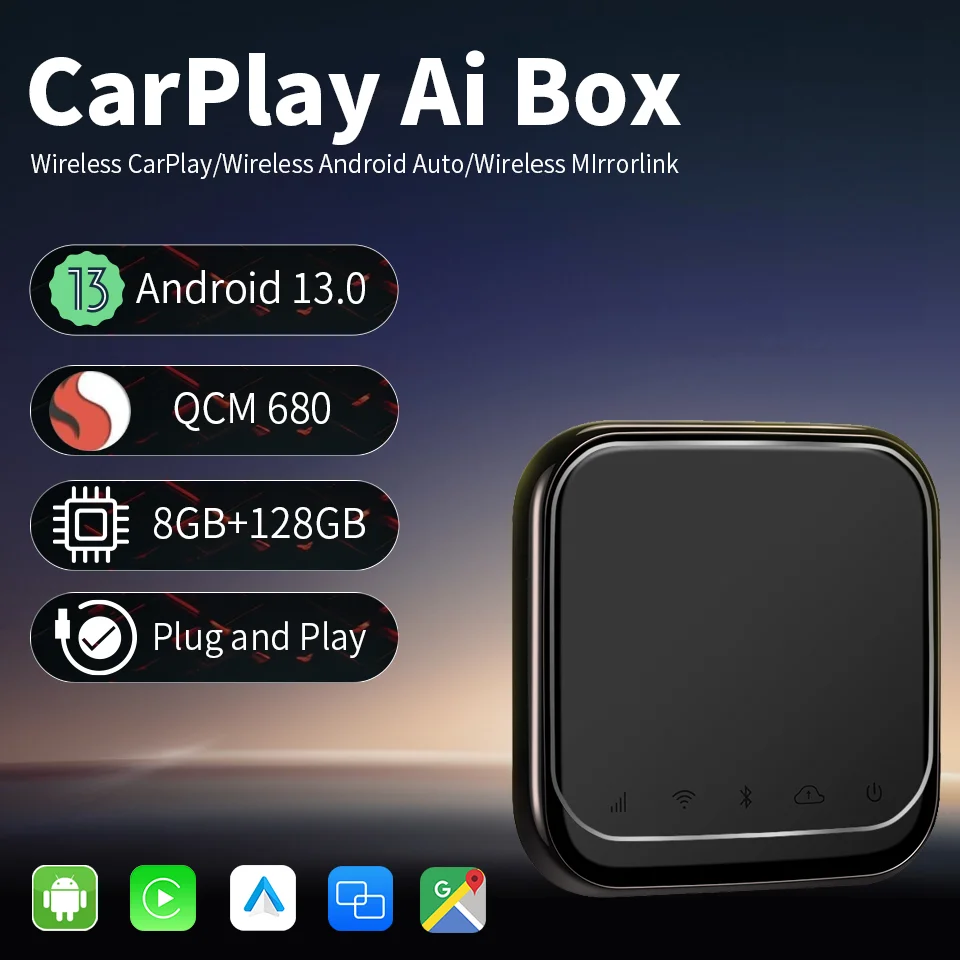 

HANG JING CarPlay Ai Box Android 13 Qualcomm SM6225 Wireless Carplay Android Auto Car Smart TV Box 8G 128G With Wired CarPlay