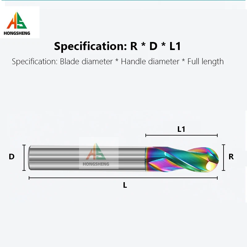 볼 노즈 알루미늄 카바이드 엔드 밀 HRC55 2 플루트 DLC 코팅 R0.5 R1 R1.5 R2 R4R3 R6 텅스텐 강철 밀링 커터 CNC 도구