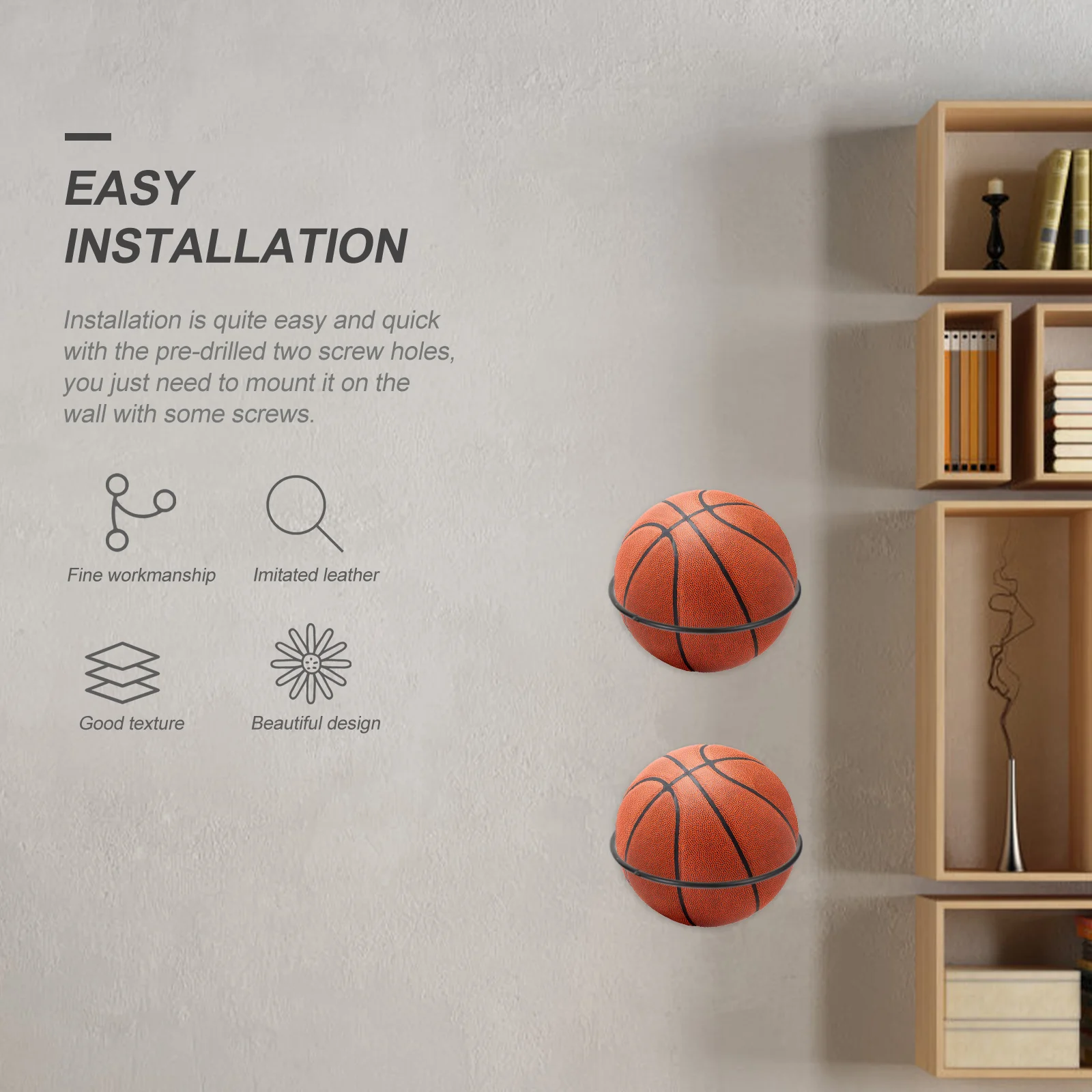 Wall Ball Holders Basketball Shelf Football Display Stand with Screws Basketball Storage Rack Soccer Wall Mounted Shelf