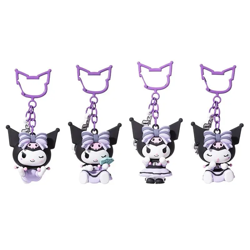 

Sanrio Kuromi Closed Eyes Cute Cute Pendant Decoration Bag Cartoon Keychain High-value Doll Pendant Ornaments