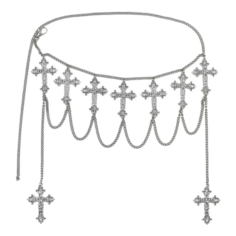 Dark Lolita cyberpunk Gothic Cross Waist Chain Skirt Chain Belt Spice Girl Accessories Sister cos