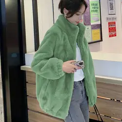 Plush Winter Coats Women Short Lapel Faux Fur Jackets Fluffy Artificial Female Fake Natural C119