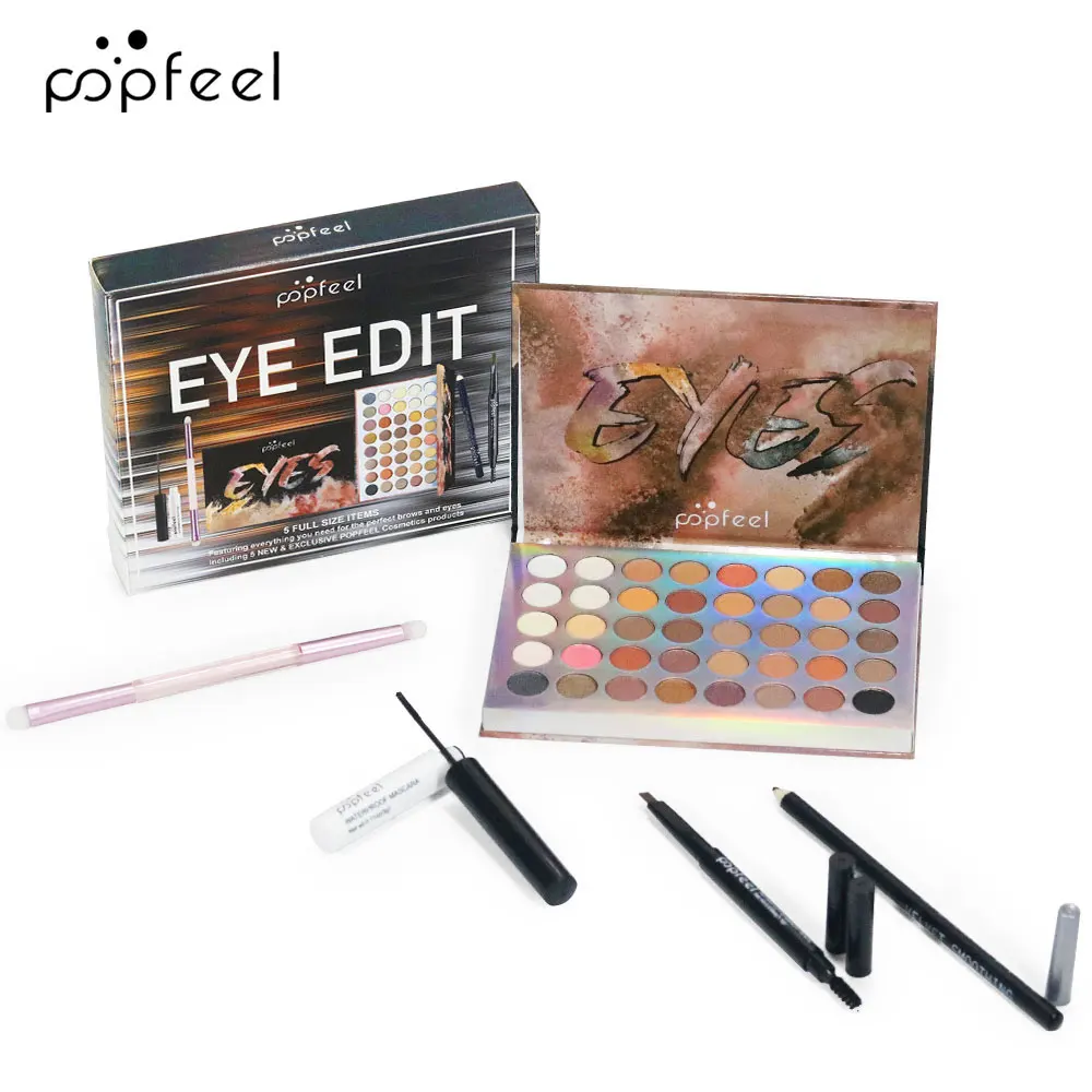 POPFEEL Professional Eye Makeup Combination Set-40 Colors Eyeshadow Palette, Eyeliner, Eyebrow Pencil, Mascara & Makeup Brushe