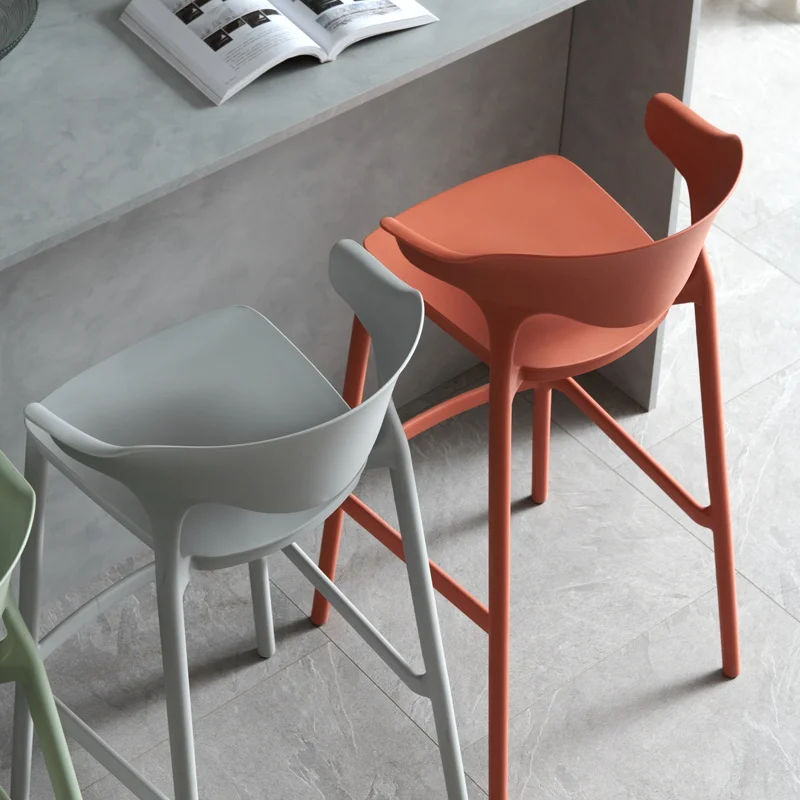 Bar Chair Nordic Minimalist Counter Stool Modern Plastic Backrest Home Stackable High Tall Designer Creative Simple Furniture