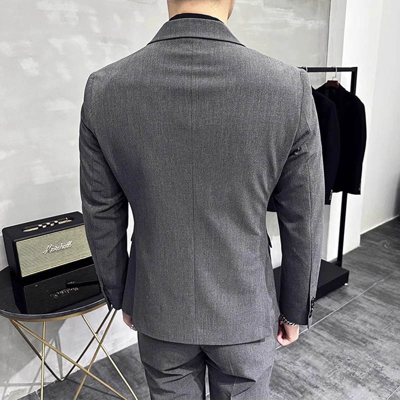 Jackets + Pants / Groom's Wedding Dress Best Fashion Mans Double -breasted Suit Blazer Trousers Male Formal Business Office Suit