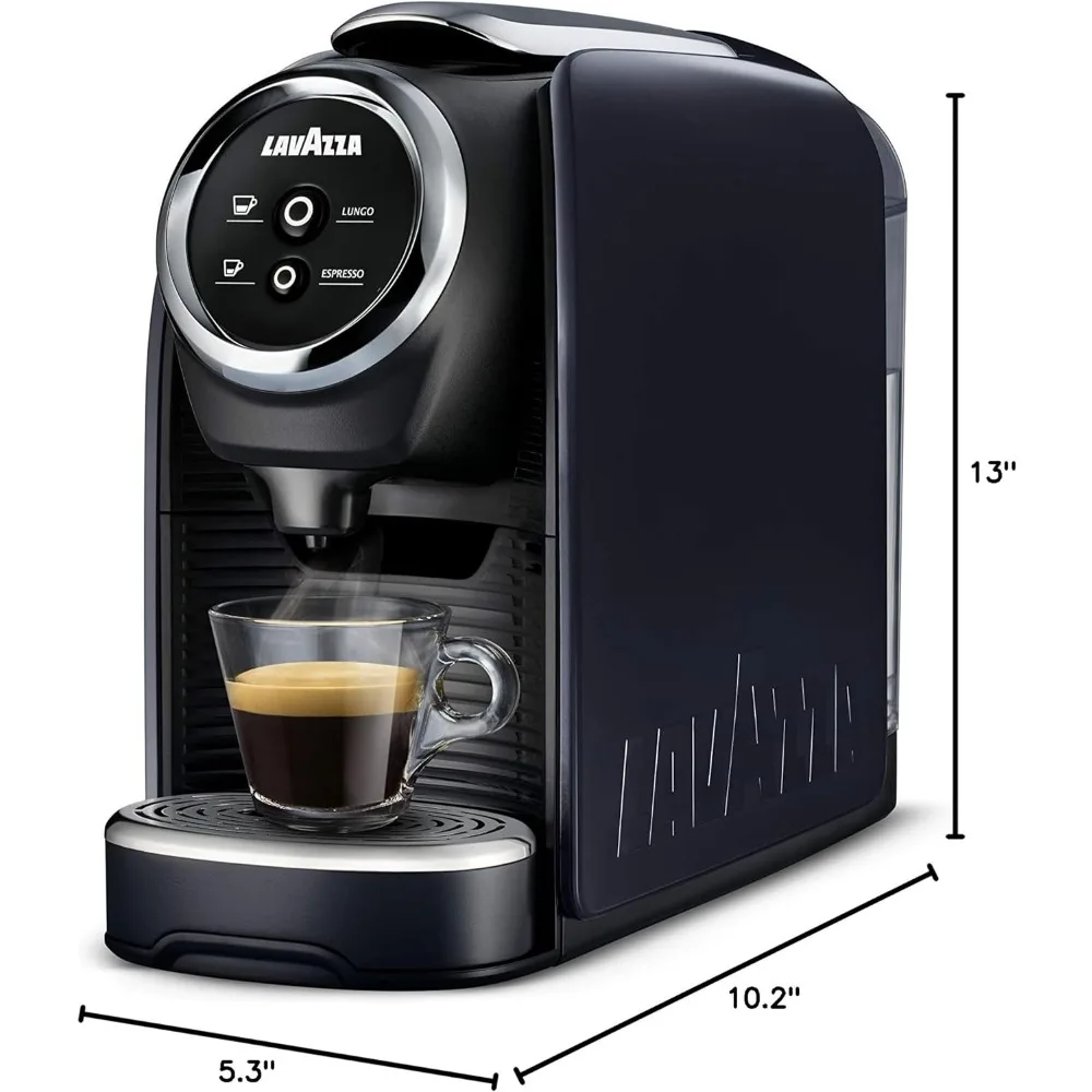 Mini Single Serve Espresso Coffee Machine, 5.3" x 13" x 10.2" 2 Coffee selections: simple touch controls, programmable free dose 5