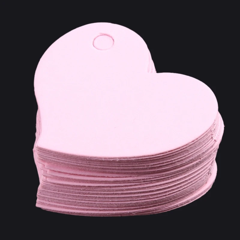 50x Blank Paper Card with Hole Heart Shape Word Message Graffiti DIY Gift Card