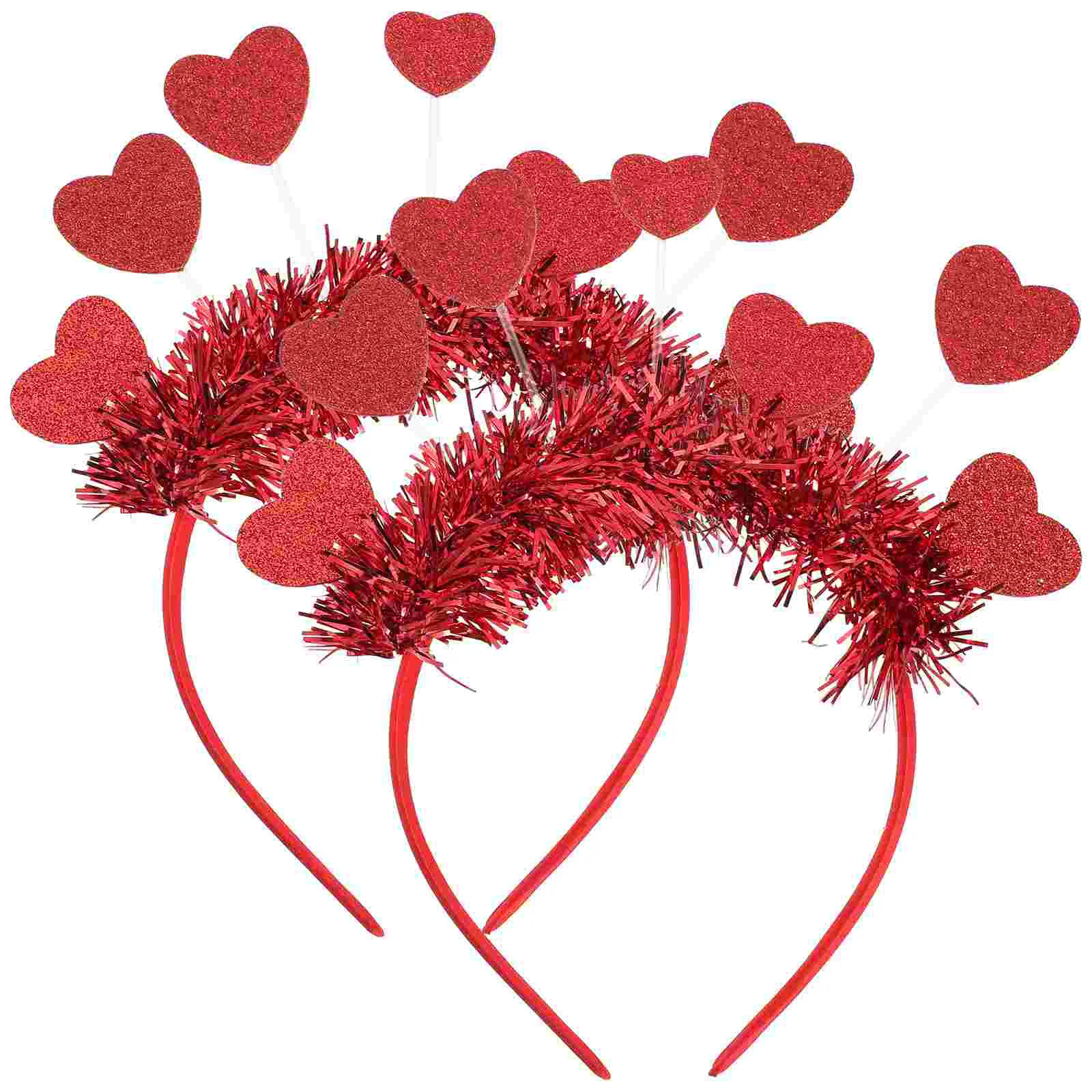 

2 Pcs Love Headband Hair Bands Antenna Bopper Valentines Heart Boppers Cupid Plastic Accessories Women's Photo Prop