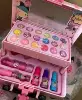 children's Cosmetic Makeup Kit Set Kids Makeup Box for Girl Party Birthday Gift Nontoxic Safety Lip gloss Nail Polish Eyeshadow 2