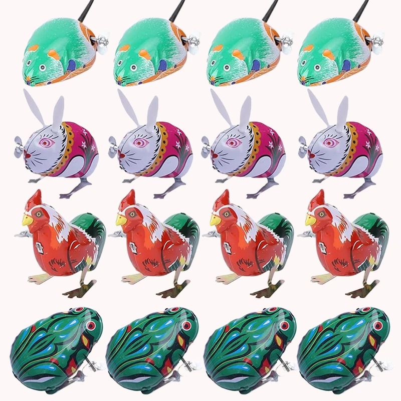 Wind Toys Wind-up Toys Clockwork Tin Toys Frog Rabbit Mouse Rooster Children Team Competition Game Prizes Nostalgic Souvenirs Gifts TMZ