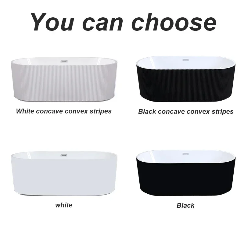 Acrylic Bathtub Modern Design Freestanding Bath Tub White Free Standing Alone Soaking Whirlpool Tubs 4