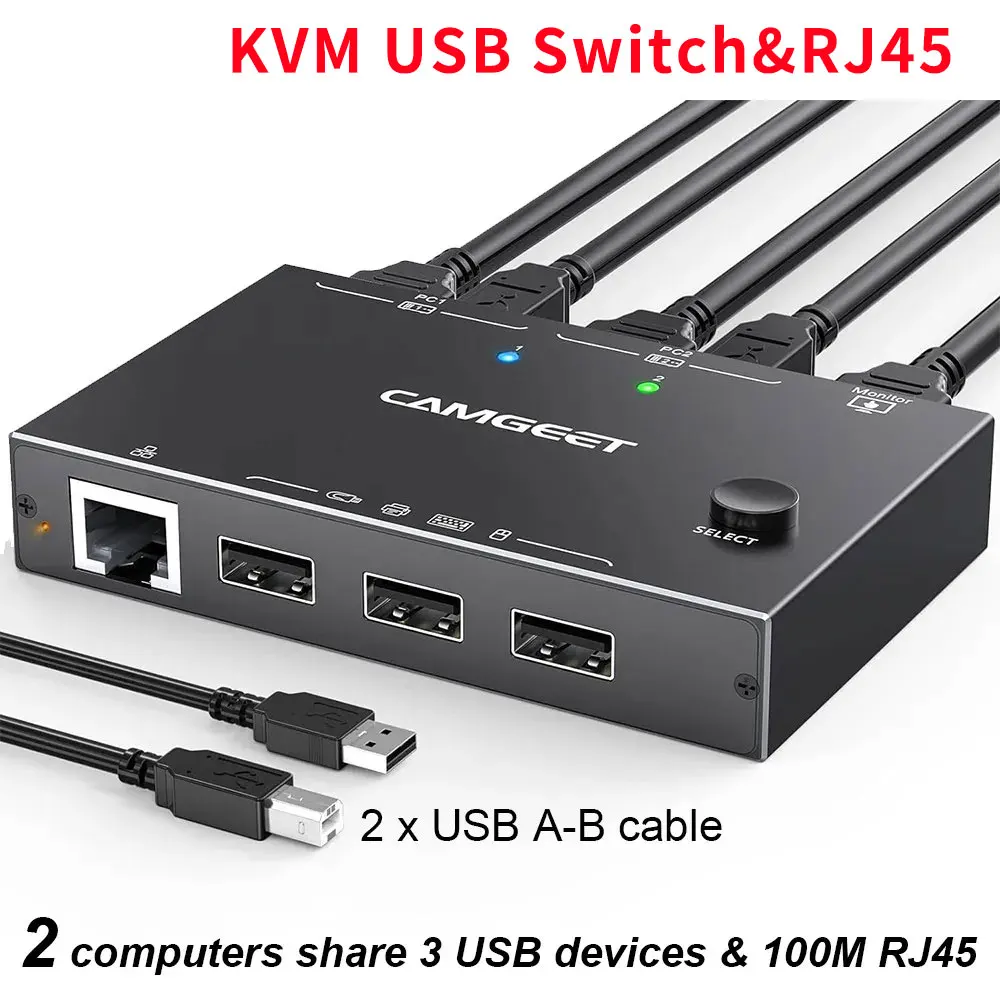 

KVM Switch RJ45 Ethernet HDMI Docking Station 4K USB Hub Splitter Computer Laptop PC Desktops Accessories Switcher Selector