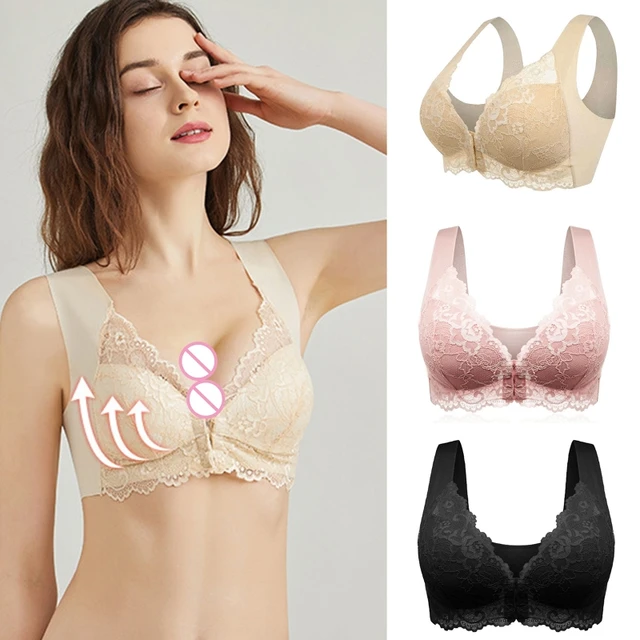 Middle-Aged Women Bra Front Fastening Bralette Brassiere Wireless