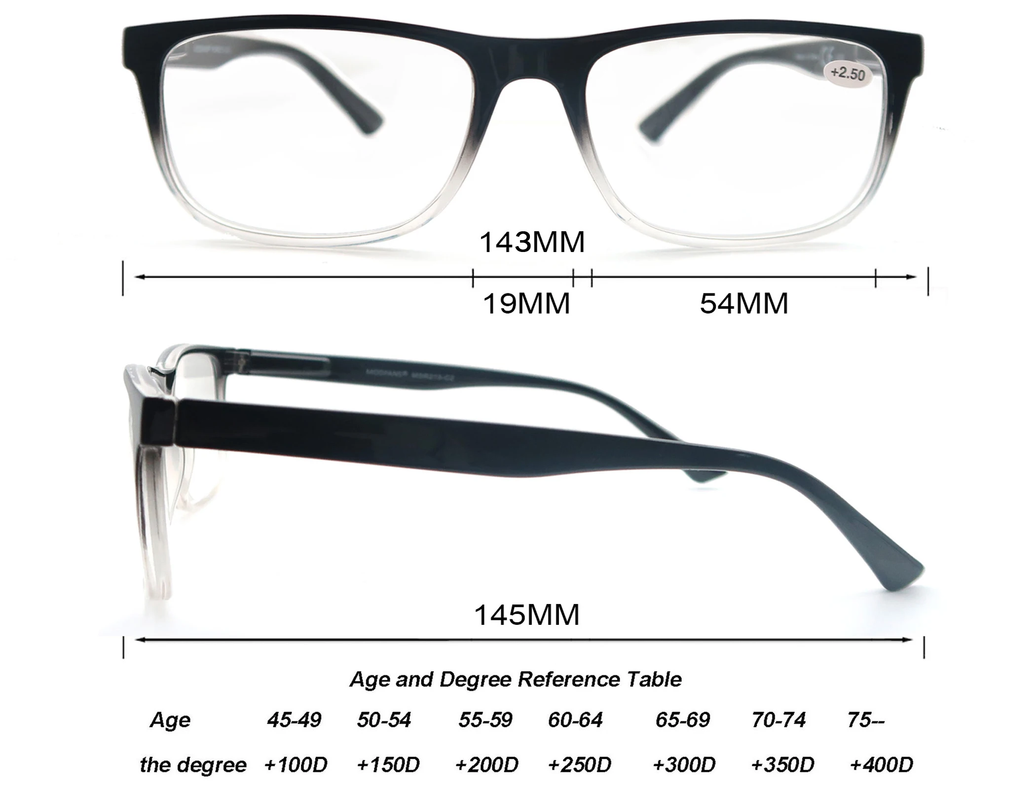 Óculos de leitura oversize para homens e mulheres, retângulo, óculos, dobradiça de primavera, desgaste leve com dioptra, + 1.0 - + 4.0