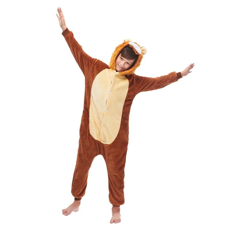 Fluffy Pajamas Kigurumi Jumpsuit Homewear Halloween Cosplay Costumes Long Sleeve Nightgown Onesies Flannel Anime Cartoon Animal