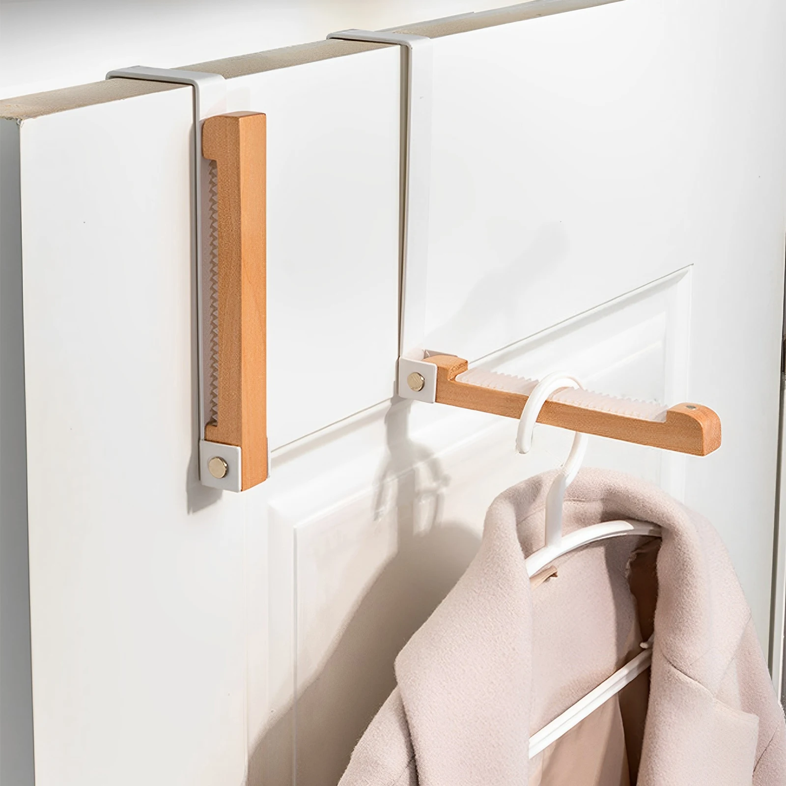 2Pc Over Door Drying Rack Foldable Clothes Hanger Portable Door Back Clothes Drying Rack Towel Coat Hook for Closet Laundry Room