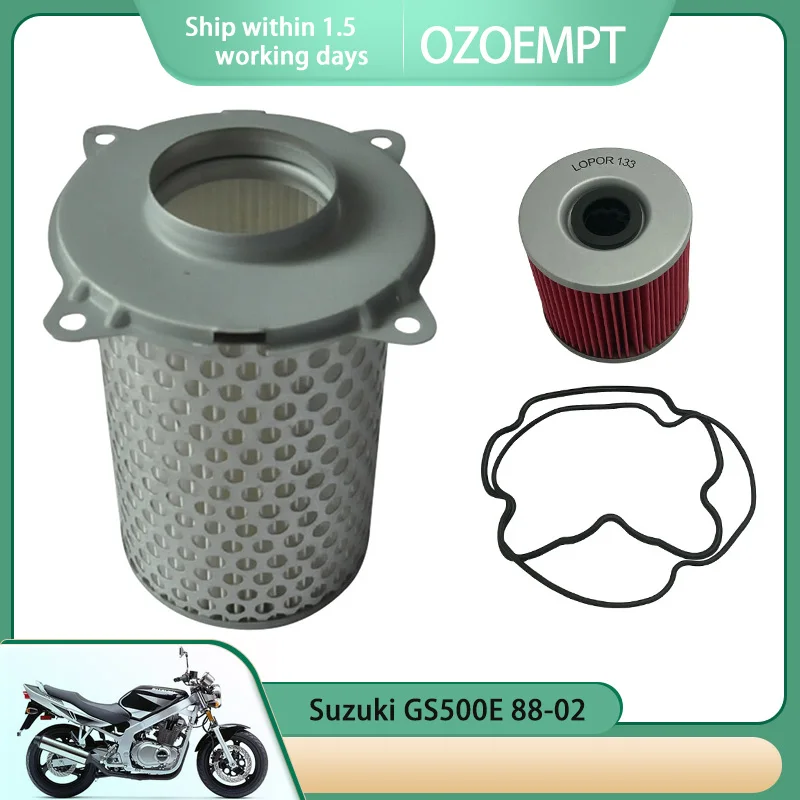 

OZOEMPT Motorcycle Air & Oil Filter Set Apply to Suzuki GS500E 88-02