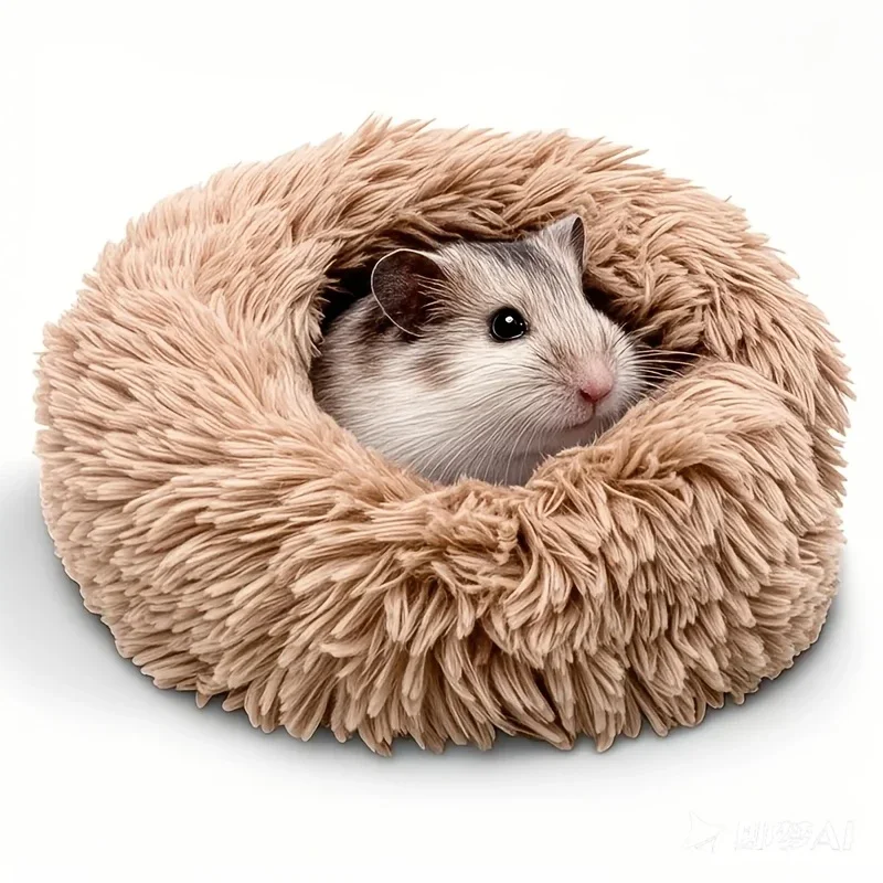 1pc dark gray plush warm small pet nest for big hamsters cozy winter hideaway with anti slip bottom soft polyester material round shape   guinea   other small animals hamster bedding accessory hamster hideout details 8
