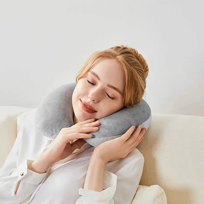 Travel Pillow Neck Pillow Airplane Traveling Car Home Office Flight Snap Strap Soft Cover 1pc