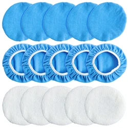 15 - Piece Reusable Car Buffing and Polishing Pad Set with Microfiber and Wool Pads (Blue 9 10 inches)